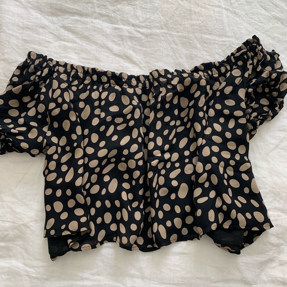 Stone Cold Fox polka dot off the shoulder top